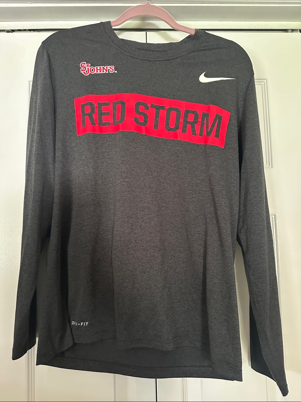 Nike Gray Long-Sleeve 'Red Storm' Graphic Tee